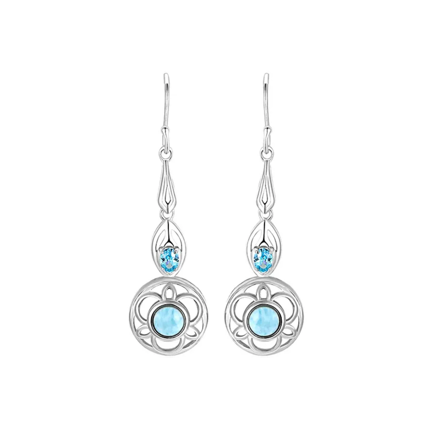 Sky Blue Larimar & Sterling Silver Cutout Drop Earrings