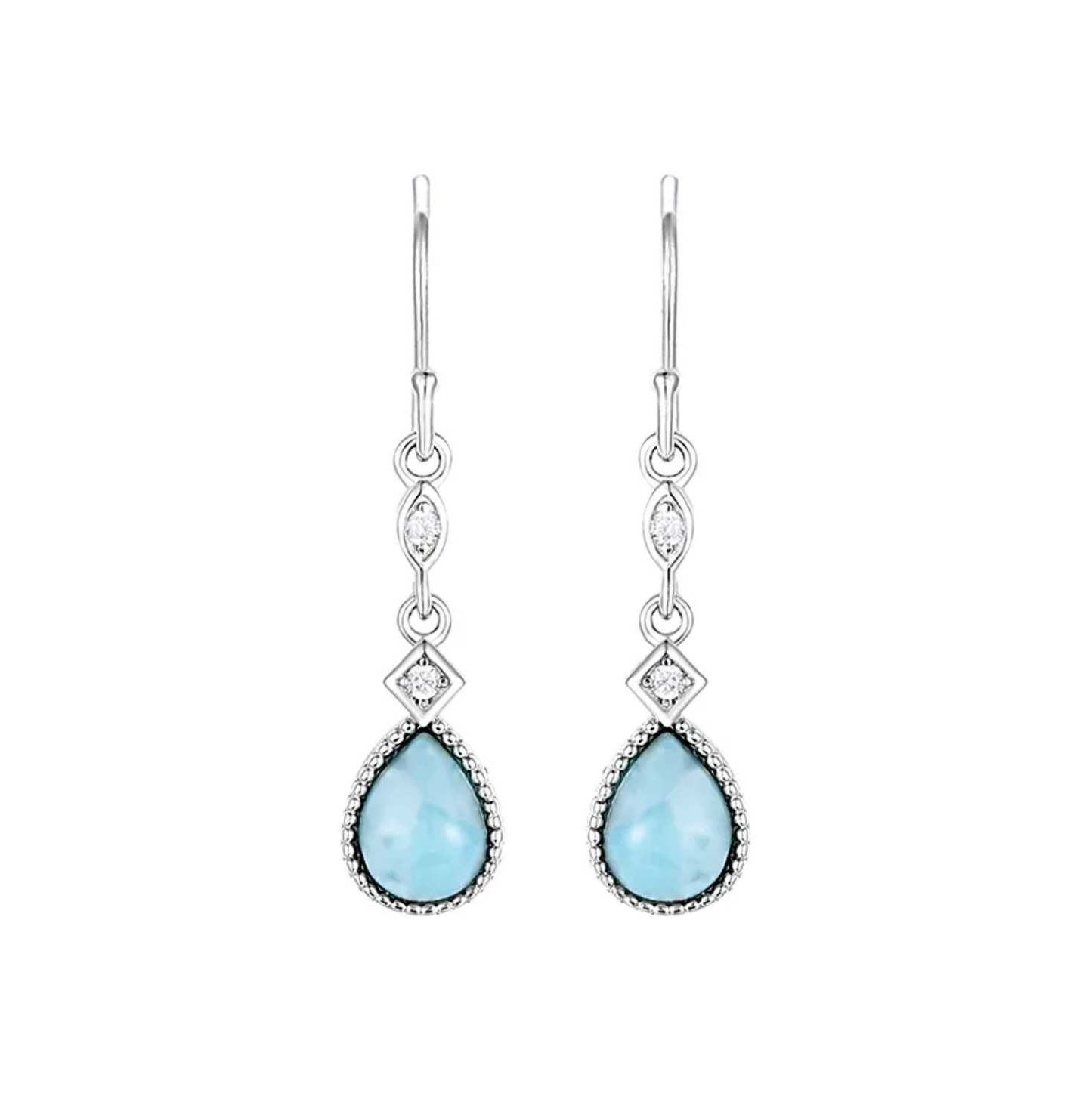 Sky Blue Larimar & Sterling Silver Teardrop Earrings