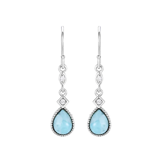 Sky Blue Larimar & Sterling Silver Teardrop Earrings