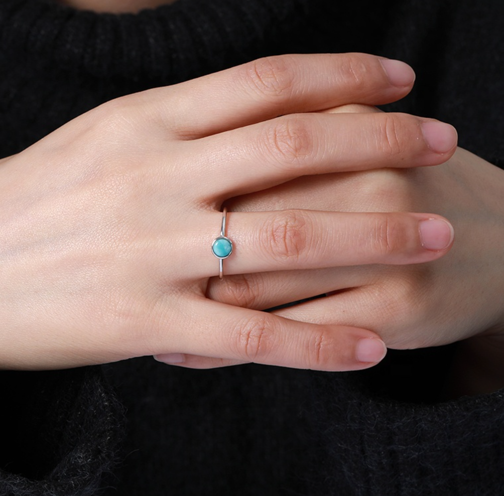 Sky Blue Larimar & Sterling Silver Ring