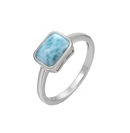 Sky Blue Larimar & Sterling Silver Rectangular Ring