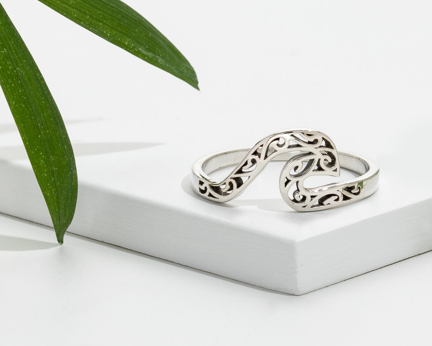 Sterling Silver Open Filigree Wave Ring