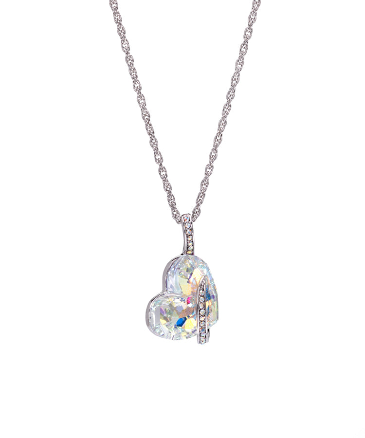 Aurora Borealis Swarovski Crystal Heart Pendant Necklace