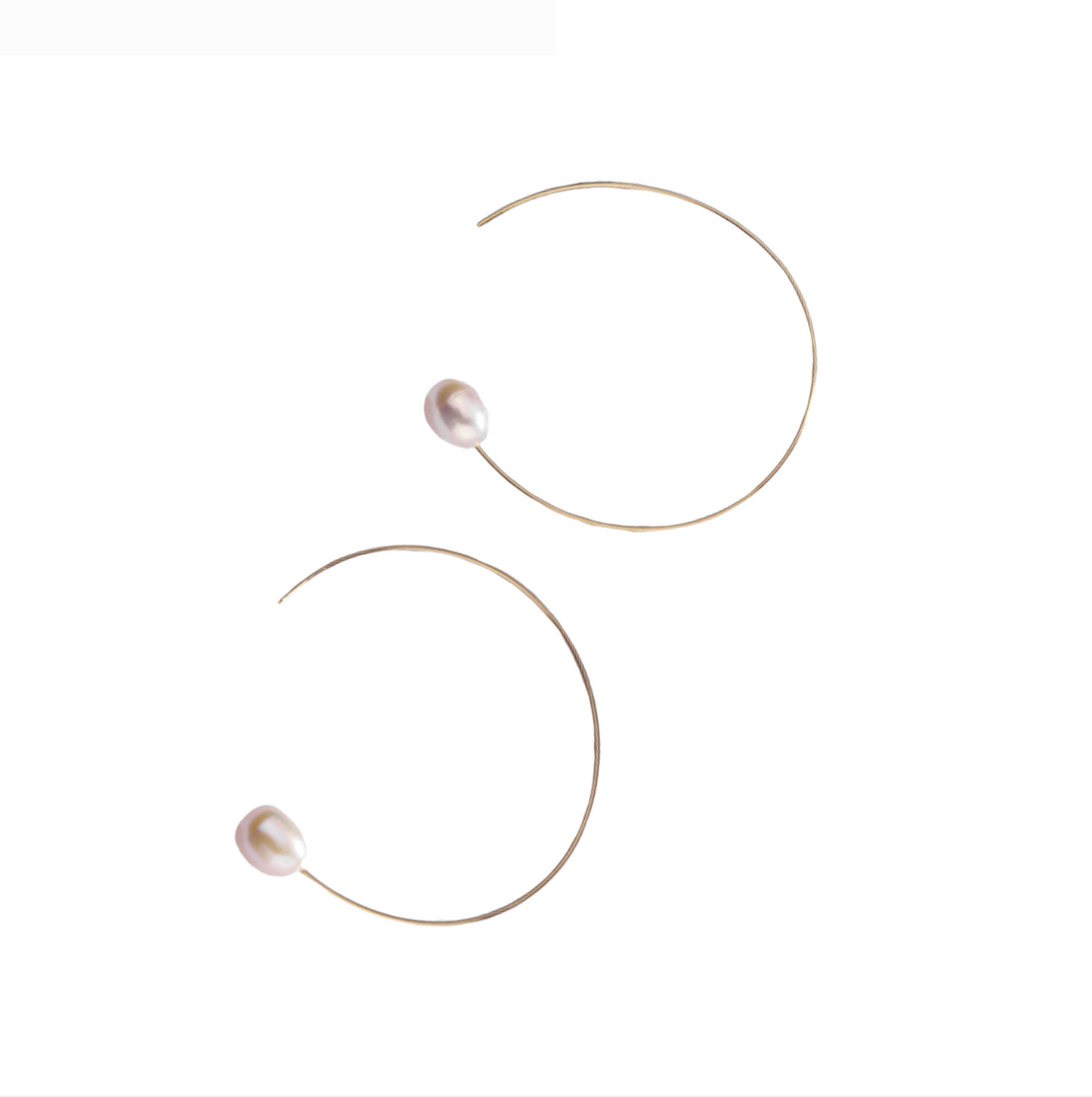 Goldtone Freshwater Pearl Threader Hoop Earrings