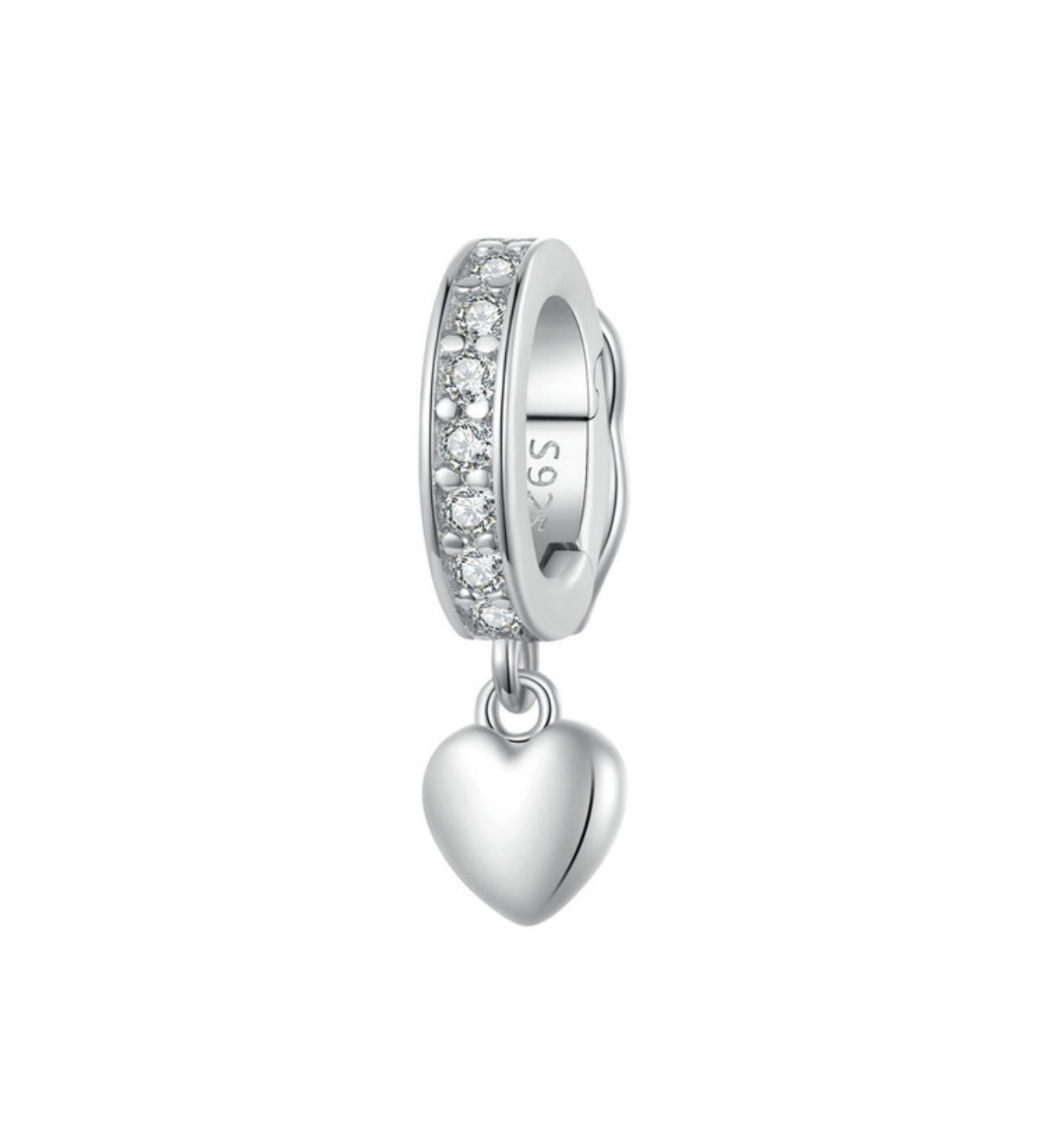 Cubic Zirconia & Sterling Silver Pavé Heart Charm