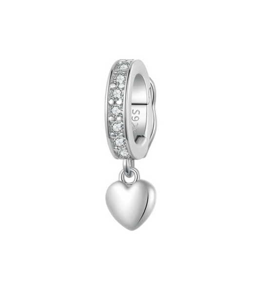 Cubic Zirconia & Sterling Silver Pavé Heart Charm