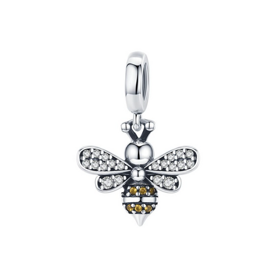 Yellow Cubic Zirconia & Sterling Silver Bee Charm