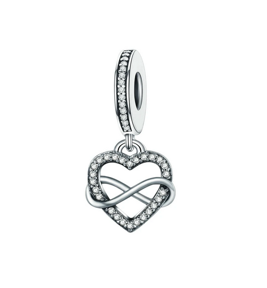 Cubic Zirconia & Sterling Silver Heart Infinity Love Charm