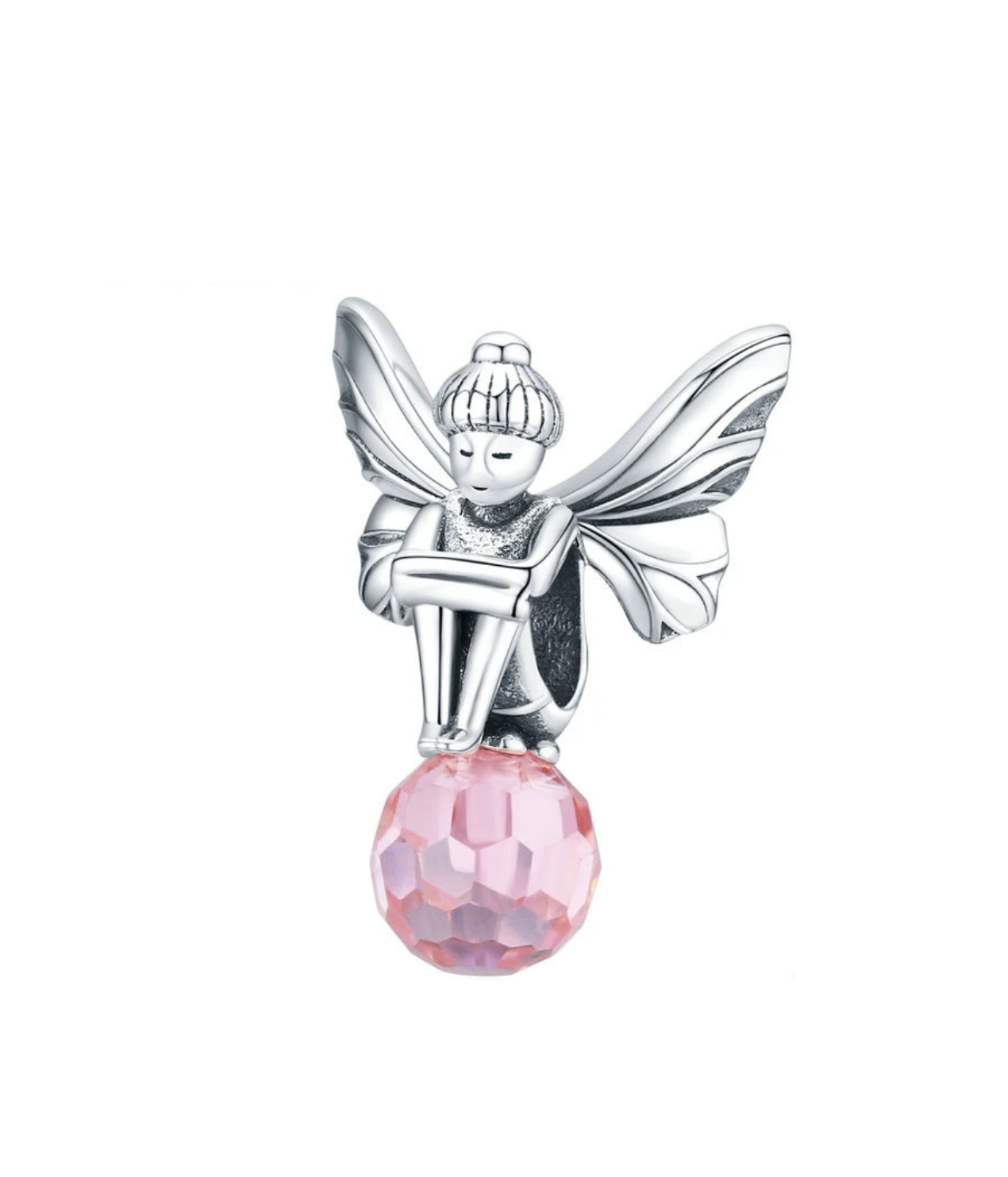 Pink Cubic Zirconia & Sterling Silver Fairy Charm