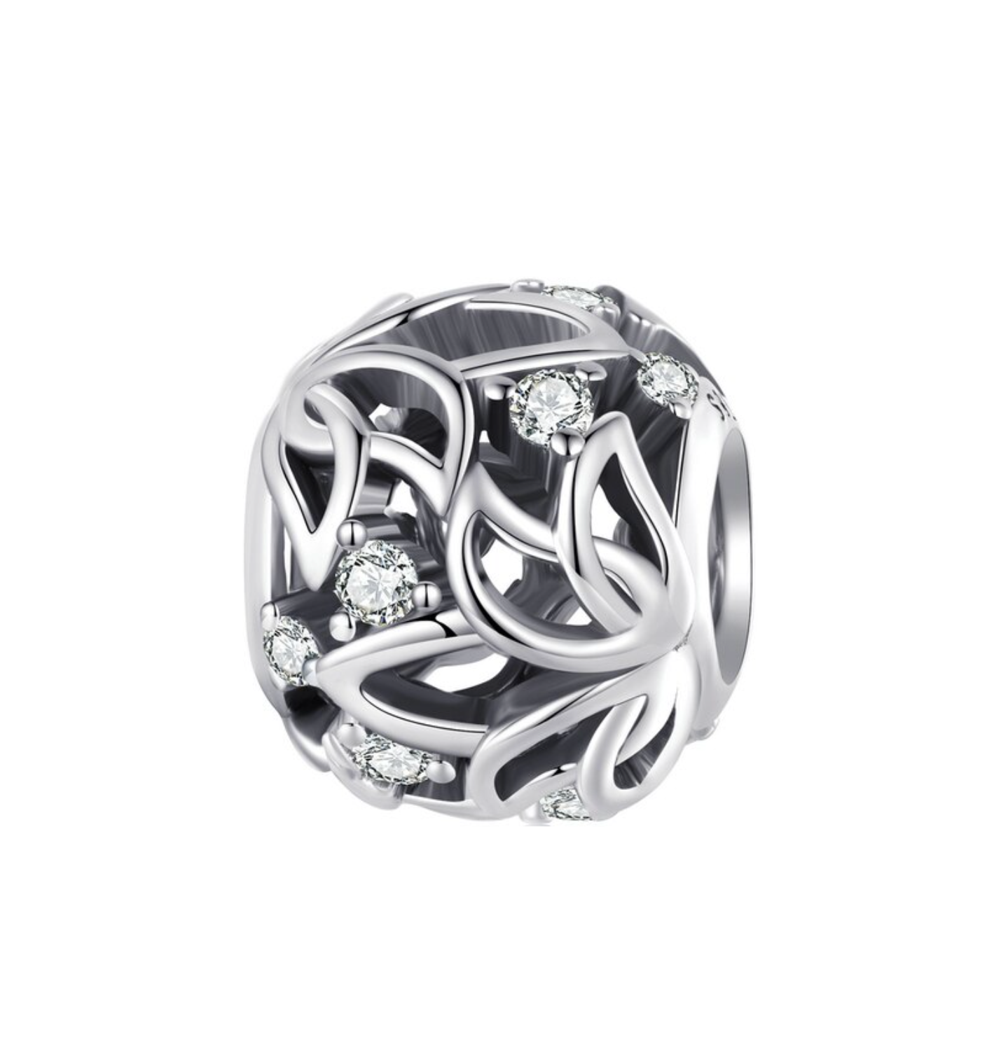 Cubic Zirconia & Sterling Silver Lotus Charm