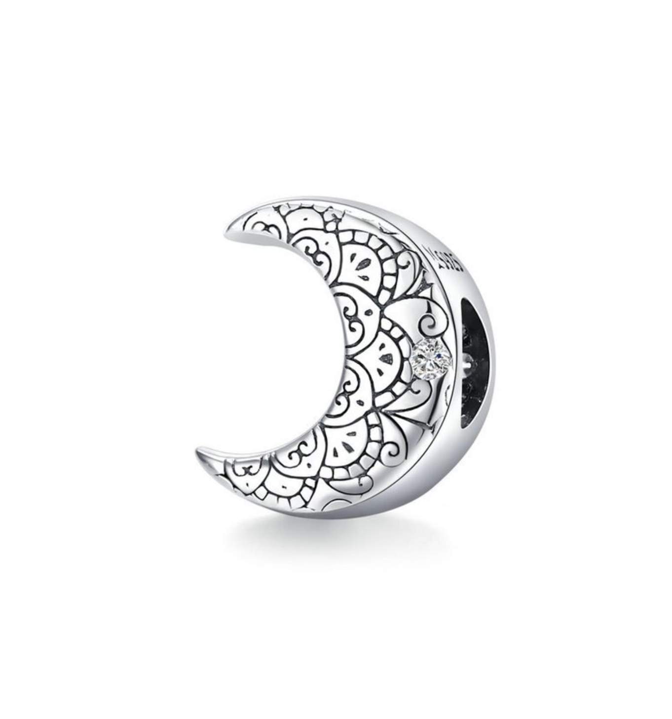 Cubic Zirconia & Sterling Silver Henna Moon Charm