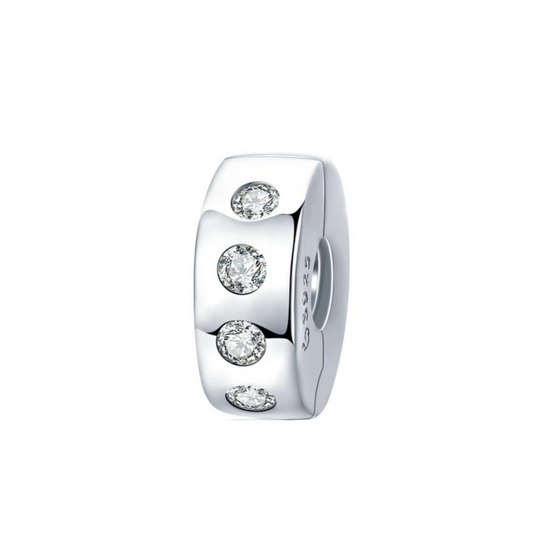 Cubic Zirconia & Sterling Silver Inlaid Rondelle Charm