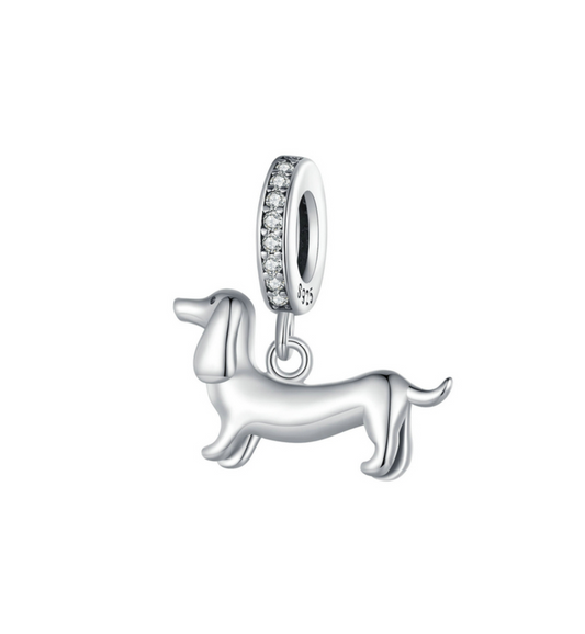 Cubic Zirconia & Sterling Silver Puppy Charm