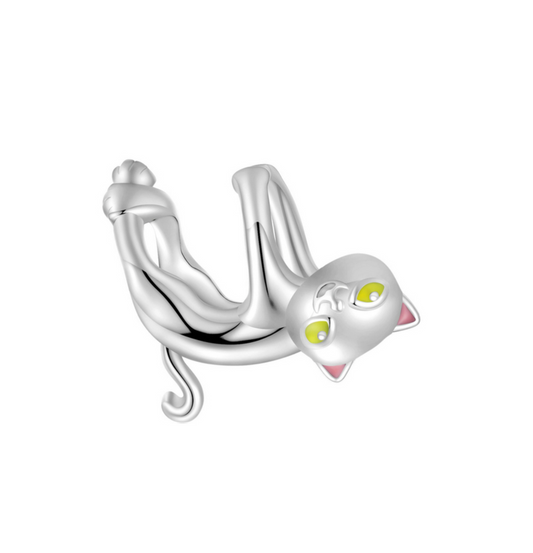 Yellow & Sterling Silver Hanging Cat Charm