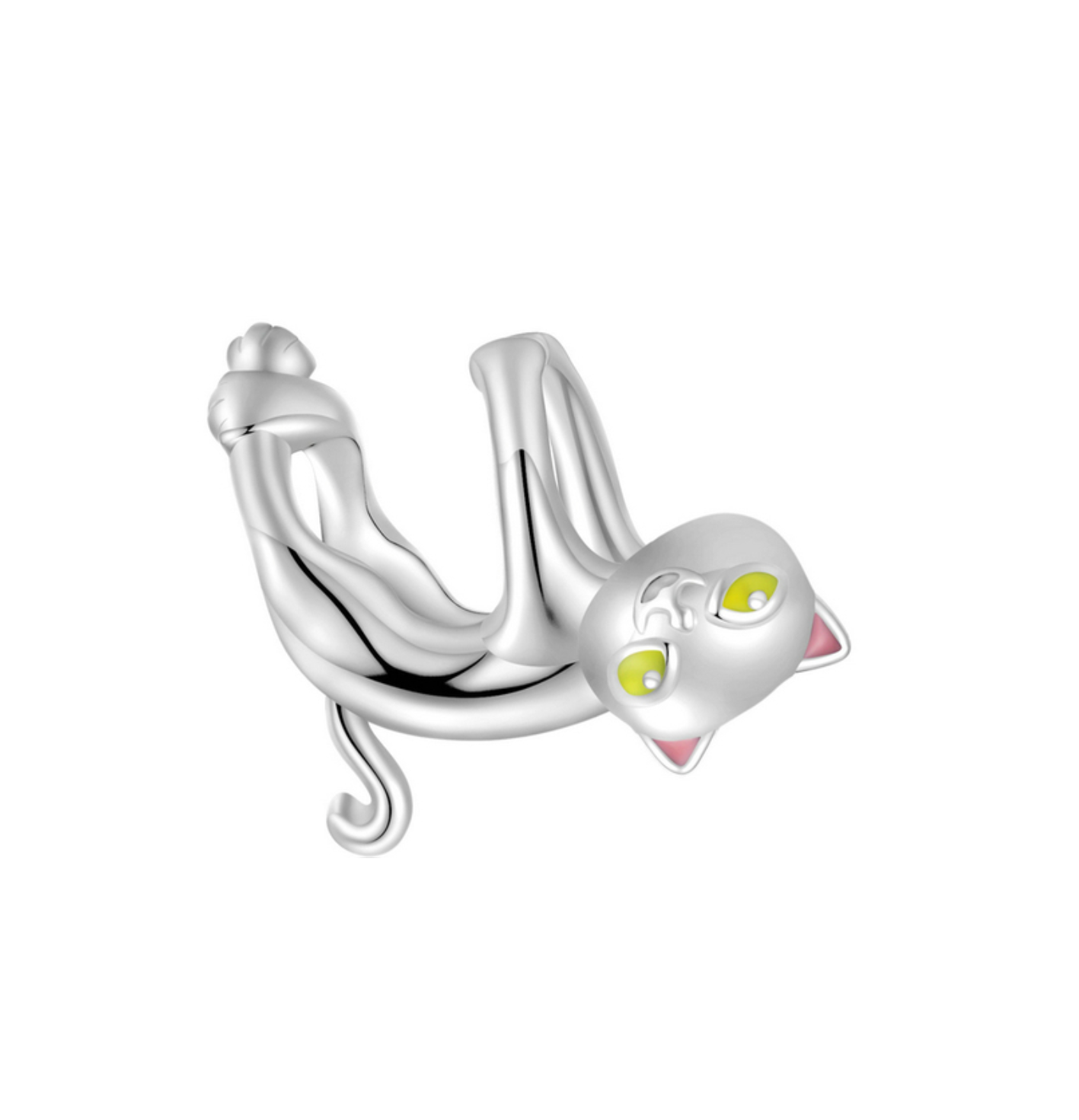 Yellow & Sterling Silver Hanging Cat Charm