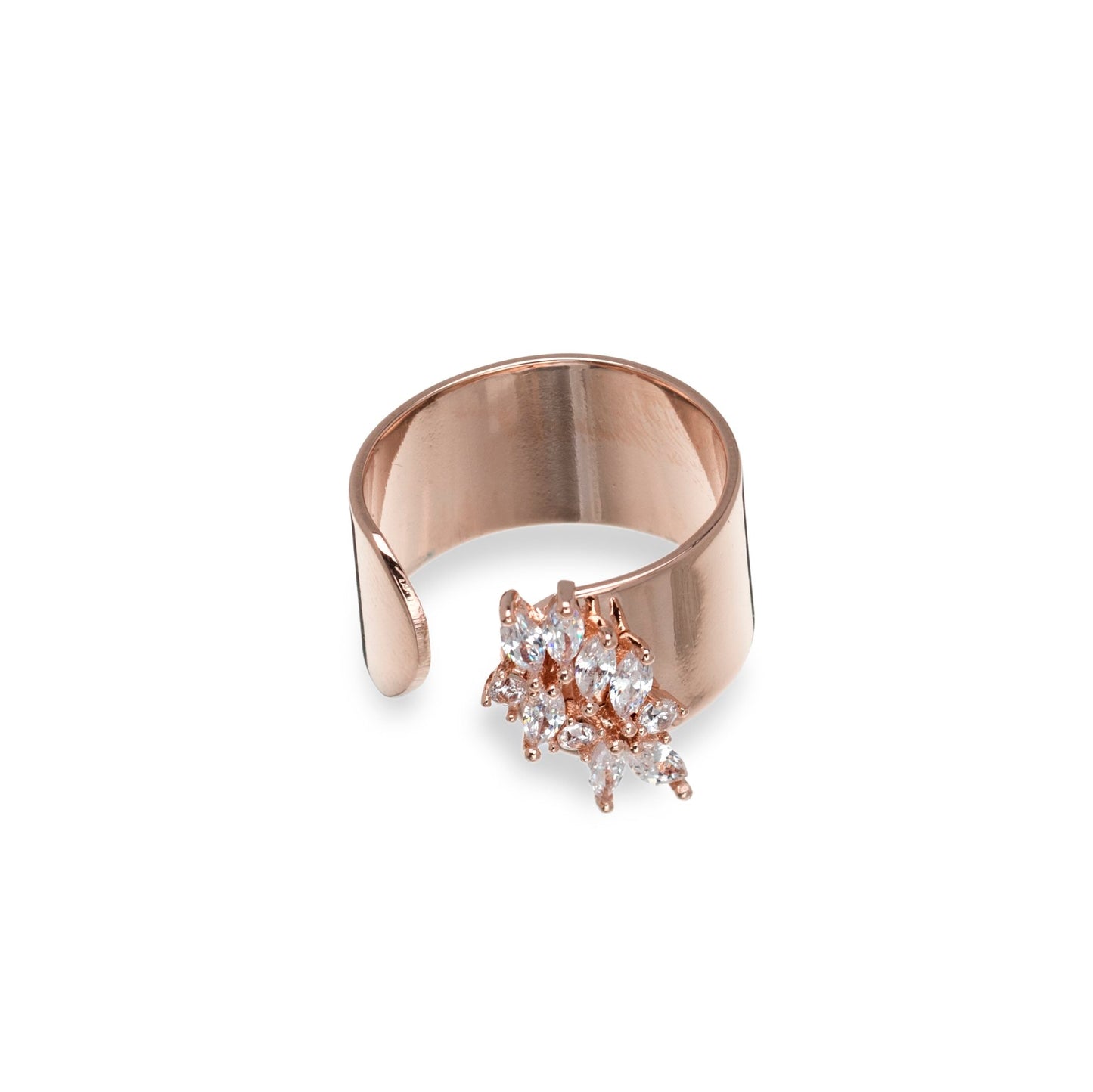 Stunning Rose Gold Ring Encrusted With Swarovski Crystals - Adjustable