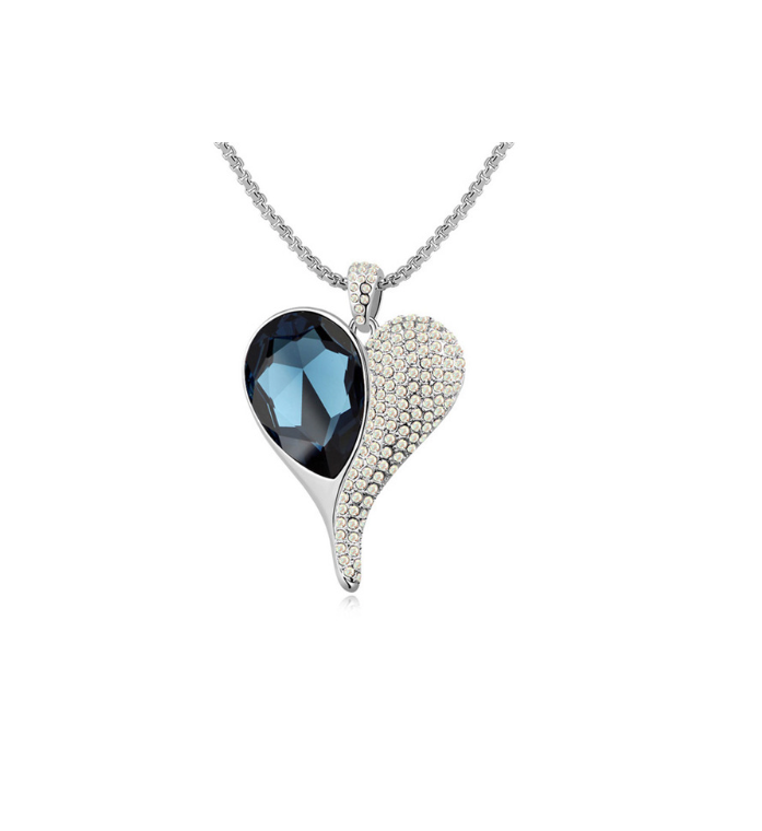 Heart Pendant Necklace with Swarovski Crystals