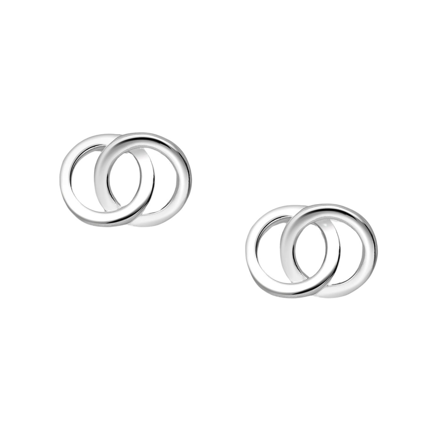 Sterling Silver Interlocked Circles Stud Earrings