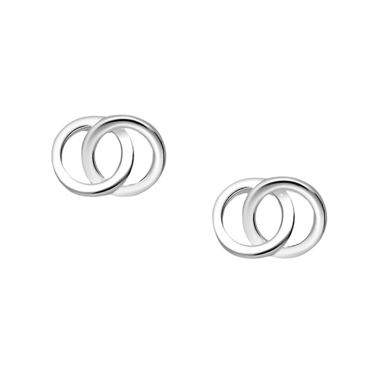 Sterling Silver Interlocked Circles Stud Earrings