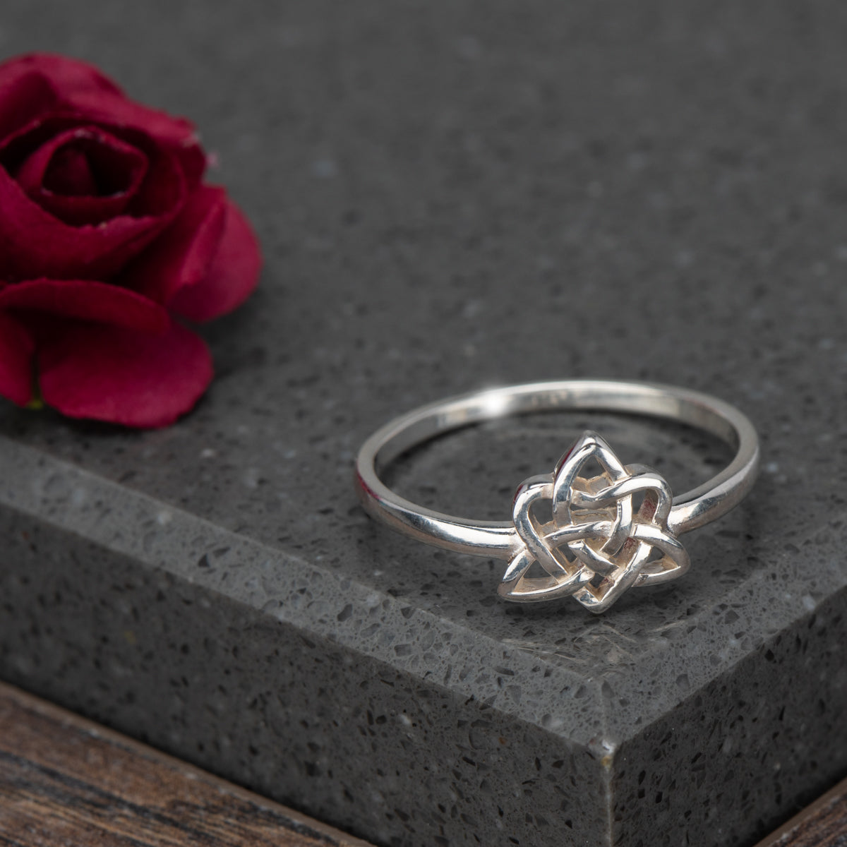 Sterling Silver Celtic Knot Flower Ring (191118-25)