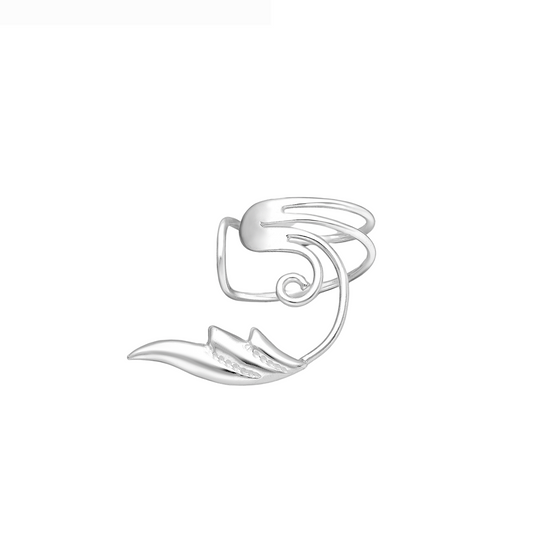 Sterling Silver Swirled Leaf Ear Cuff- 1 unit