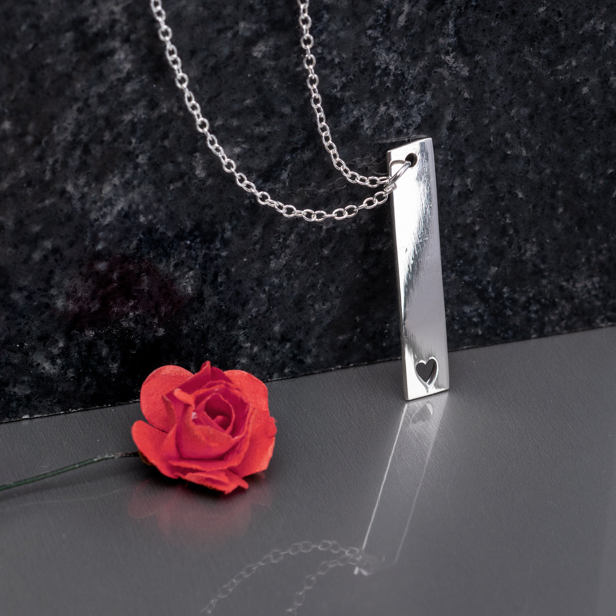 Sterling Silver Bar Cut-Out Pendant Necklace