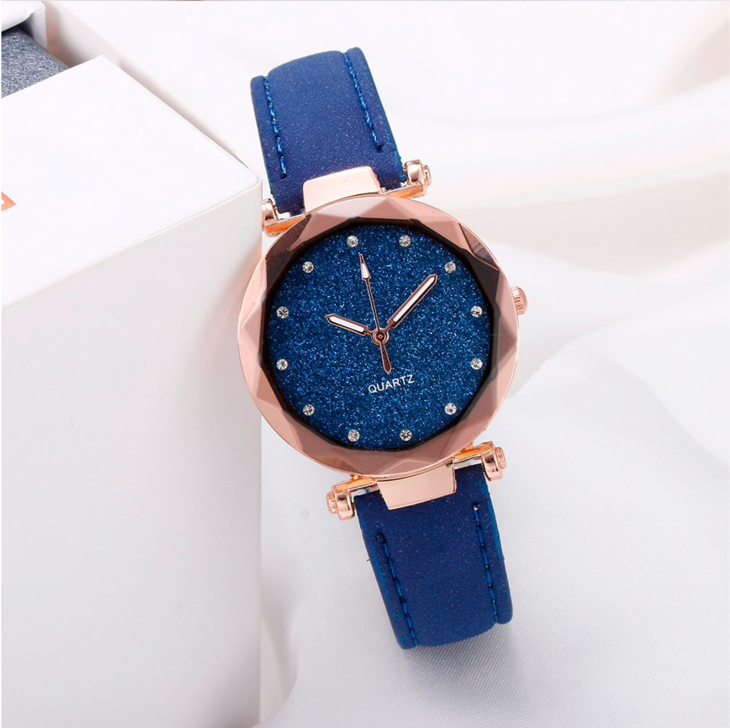 Goldtone Glitter Crystal-dial Watch