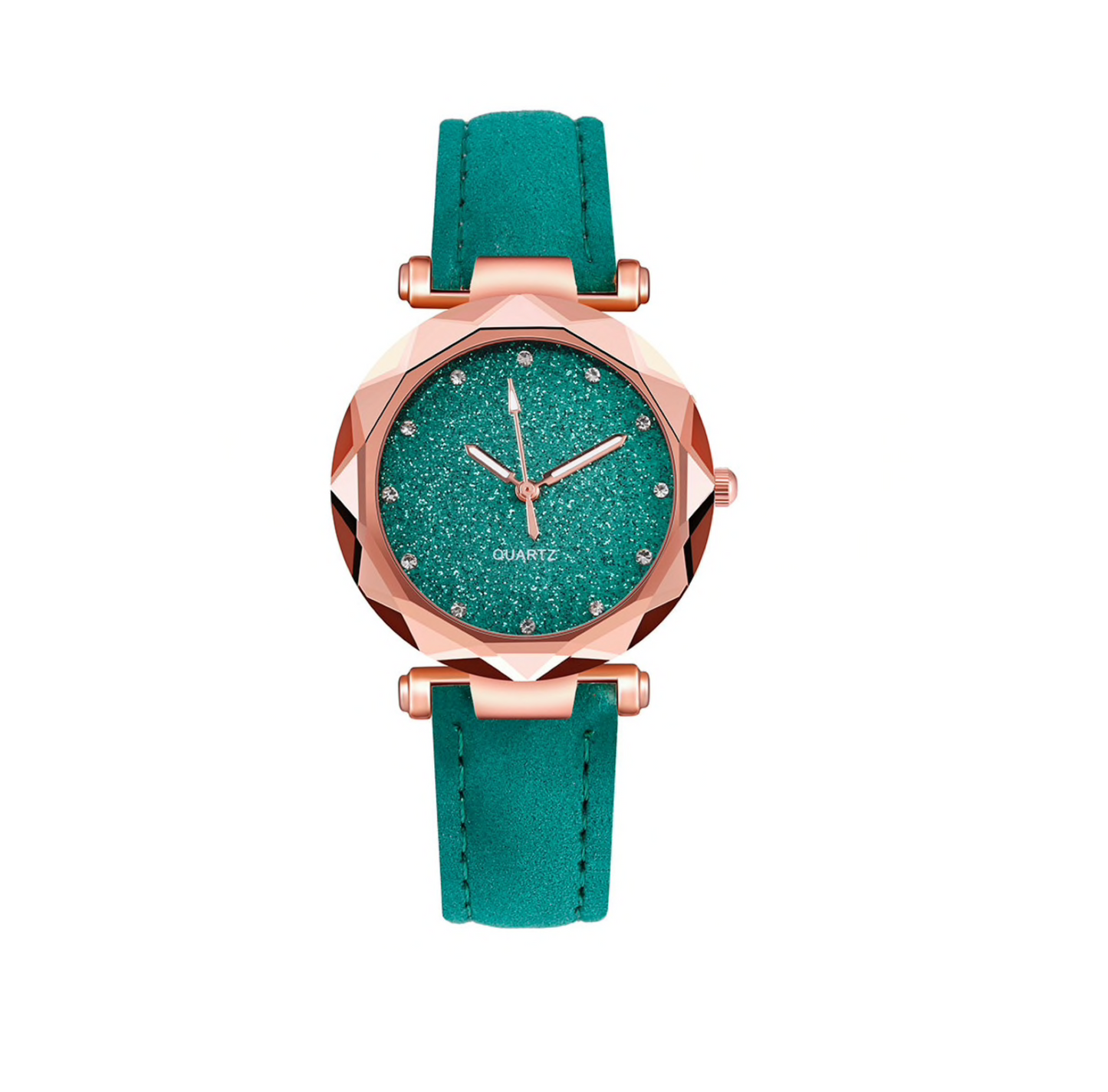 Goldtone Glitter Crystal-dial Watch