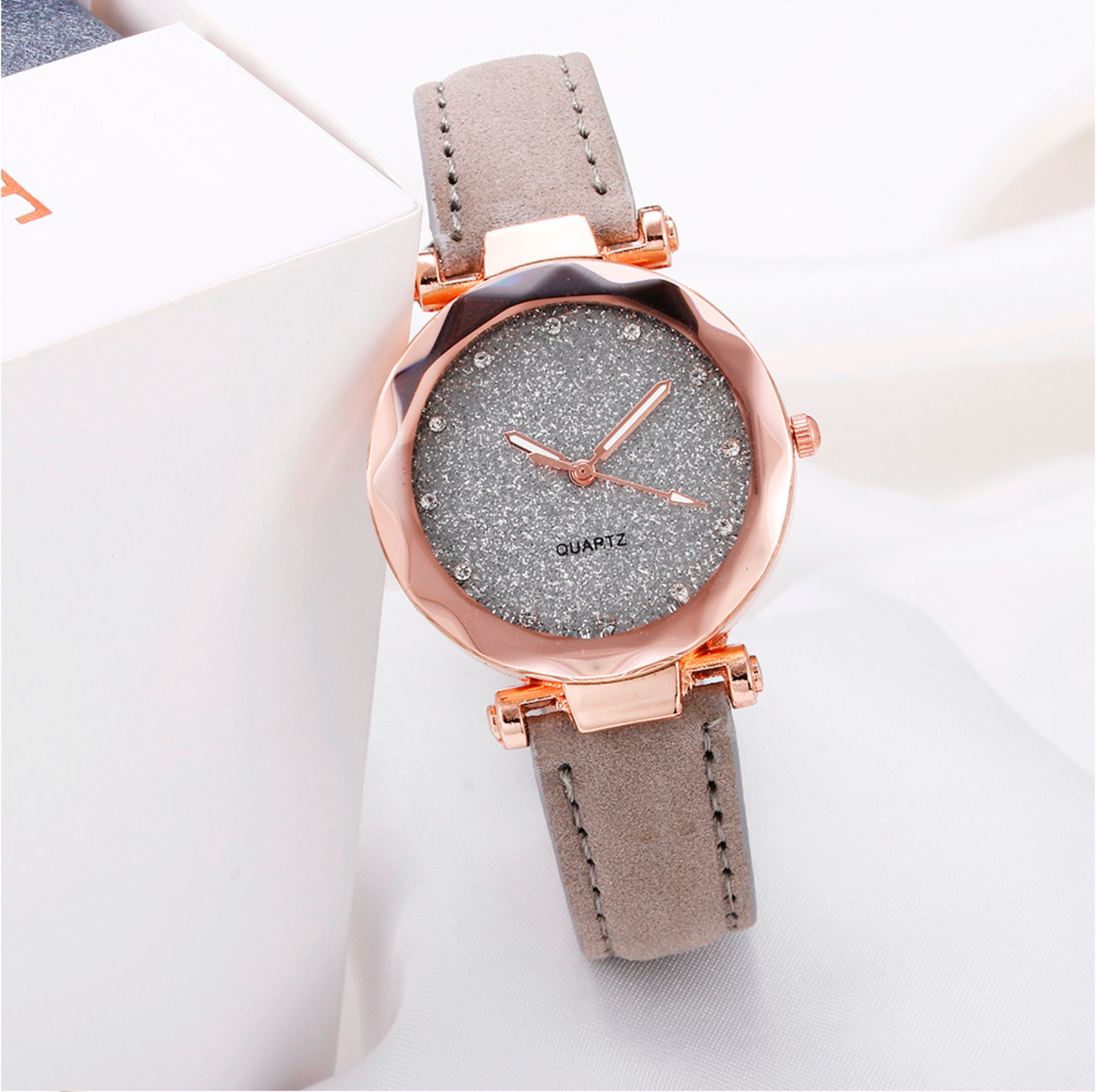 Goldtone Glitter Crystal-dial Watch