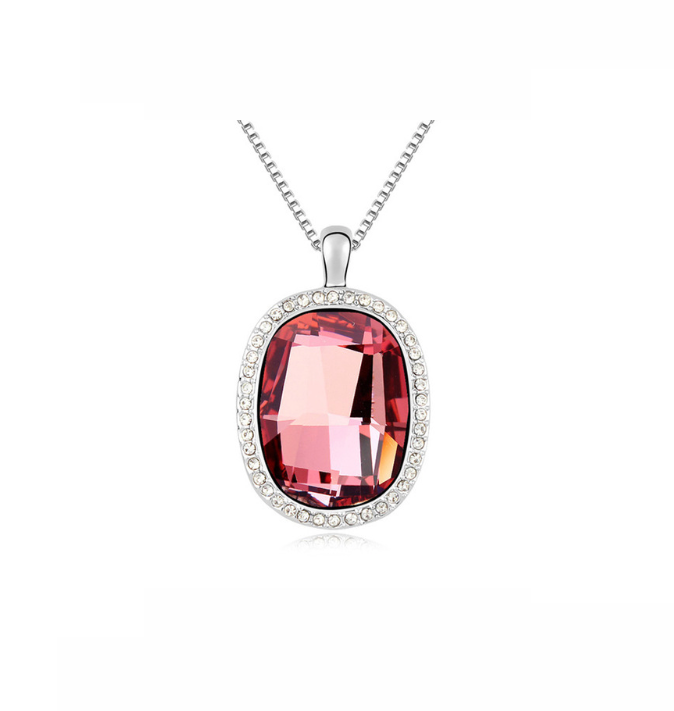 Oval Pendant Necklace with Swarovski Crystals