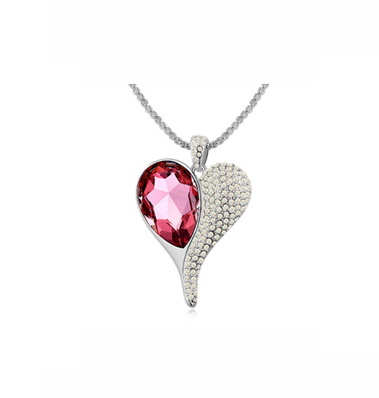 Heart Pendant Necklace with Swarovski Crystals