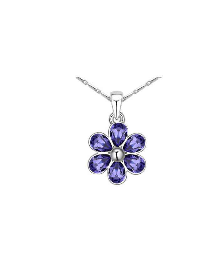 Tanzanite Flower Pendant Necklace