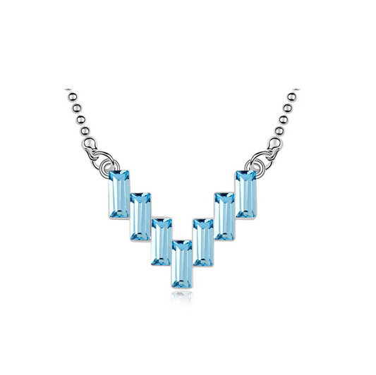 Crystal Chevron Baguette Necklace with Swarovski Crystal