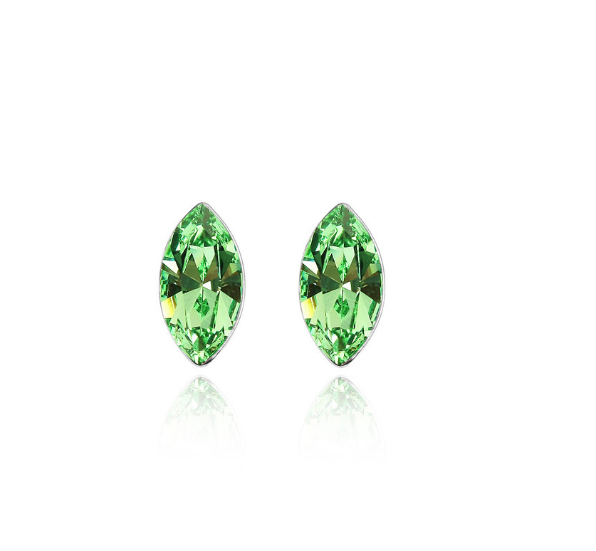 Silvertone Green Swarovski Marquis Stud Earrings