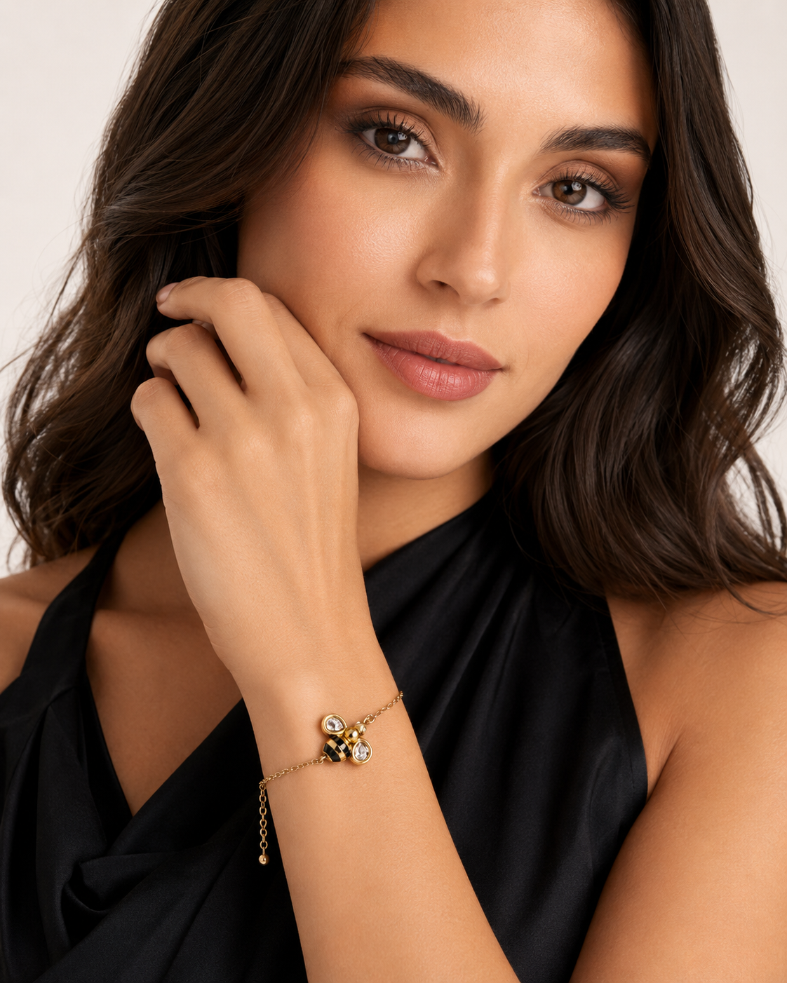 Bee Charm Bracelet – Champagne Gold Satin Finish