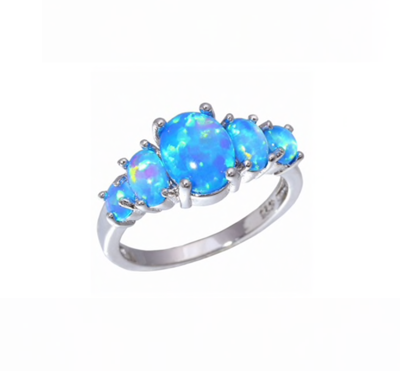 Sterling Silver Blue Opal Multi-Stone Ring