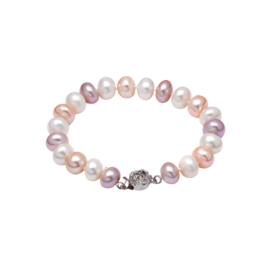 Rose & White Cultured Pearl Bracelet