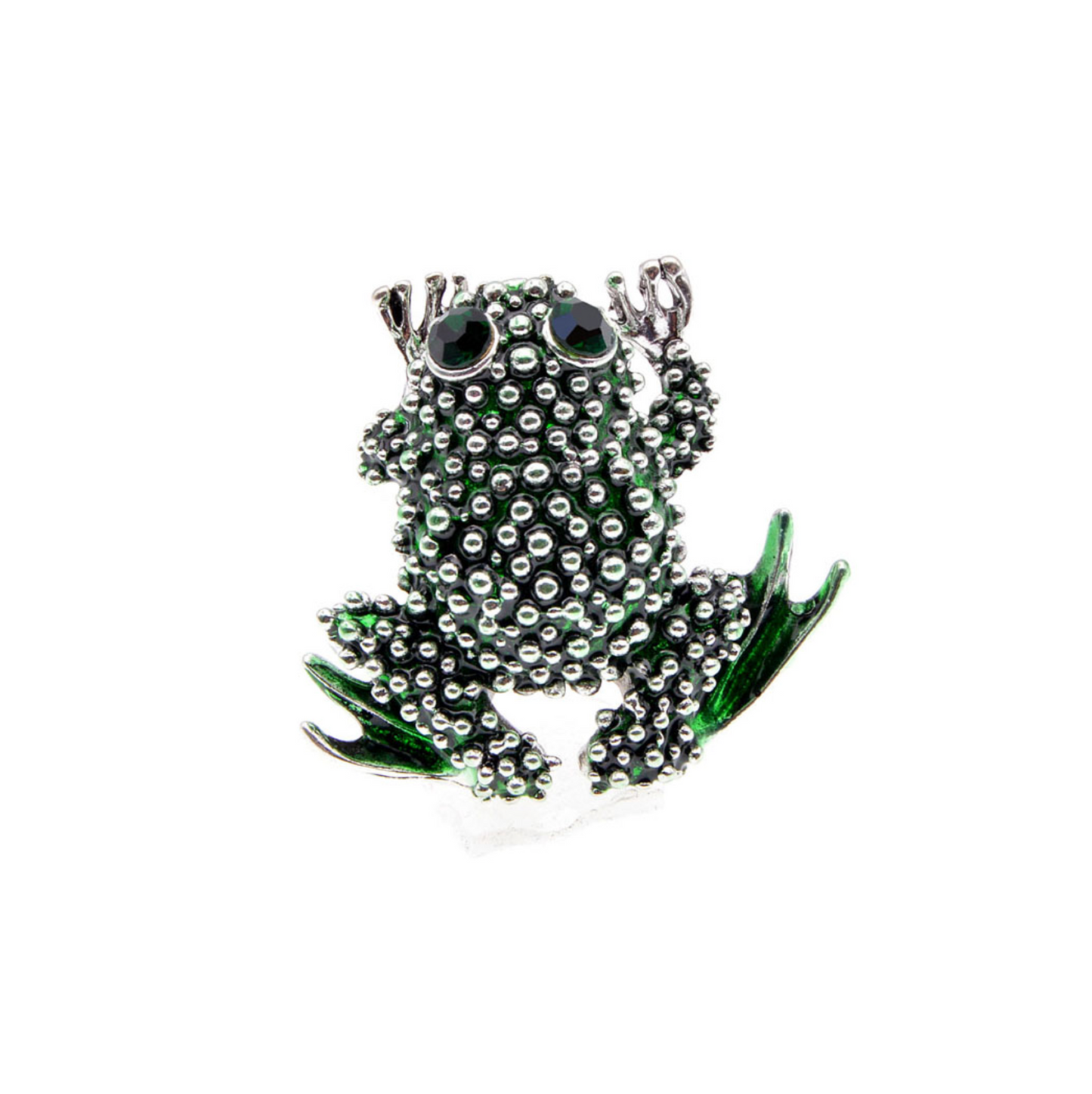 Green Imitation Pearl Frog Brooch