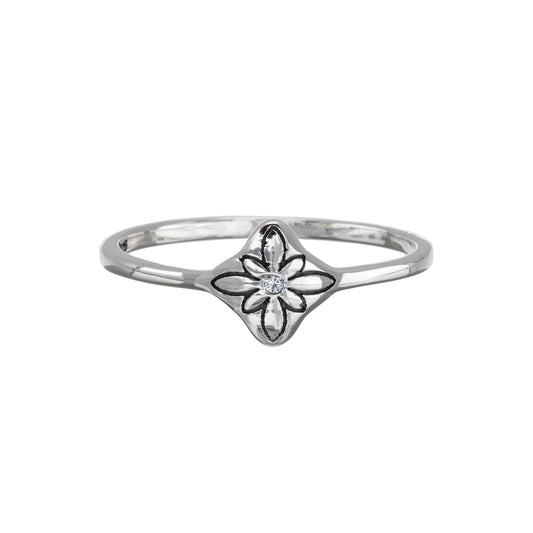 Cubic Zirconia & Sterling Flower Daisy Ring