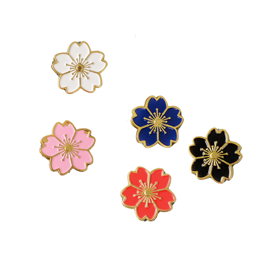 Multi Goldtone Cherry Blossom Brooch Set