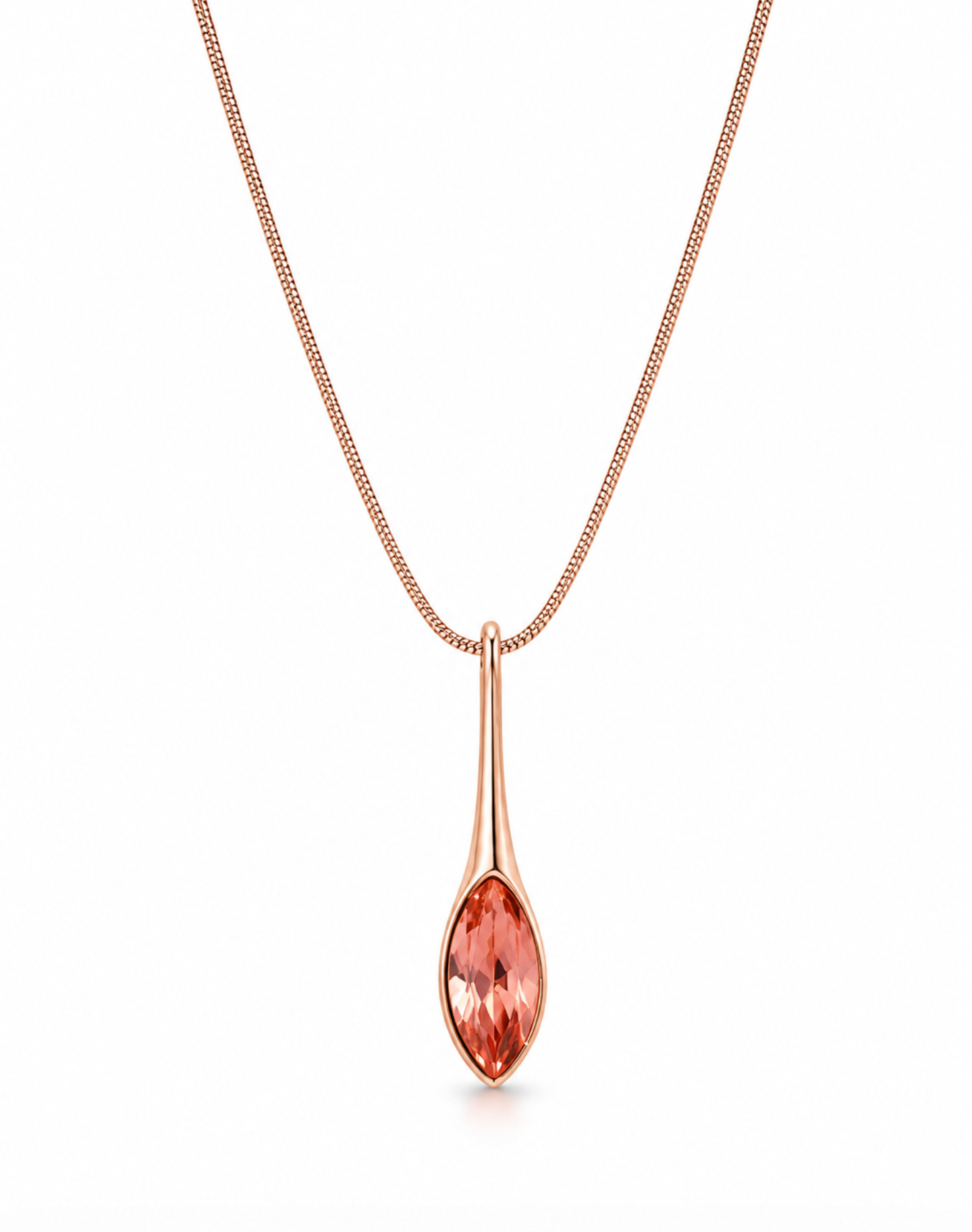 Elegant Long marquis Navette Drop Necklace with Swarovski Crystals