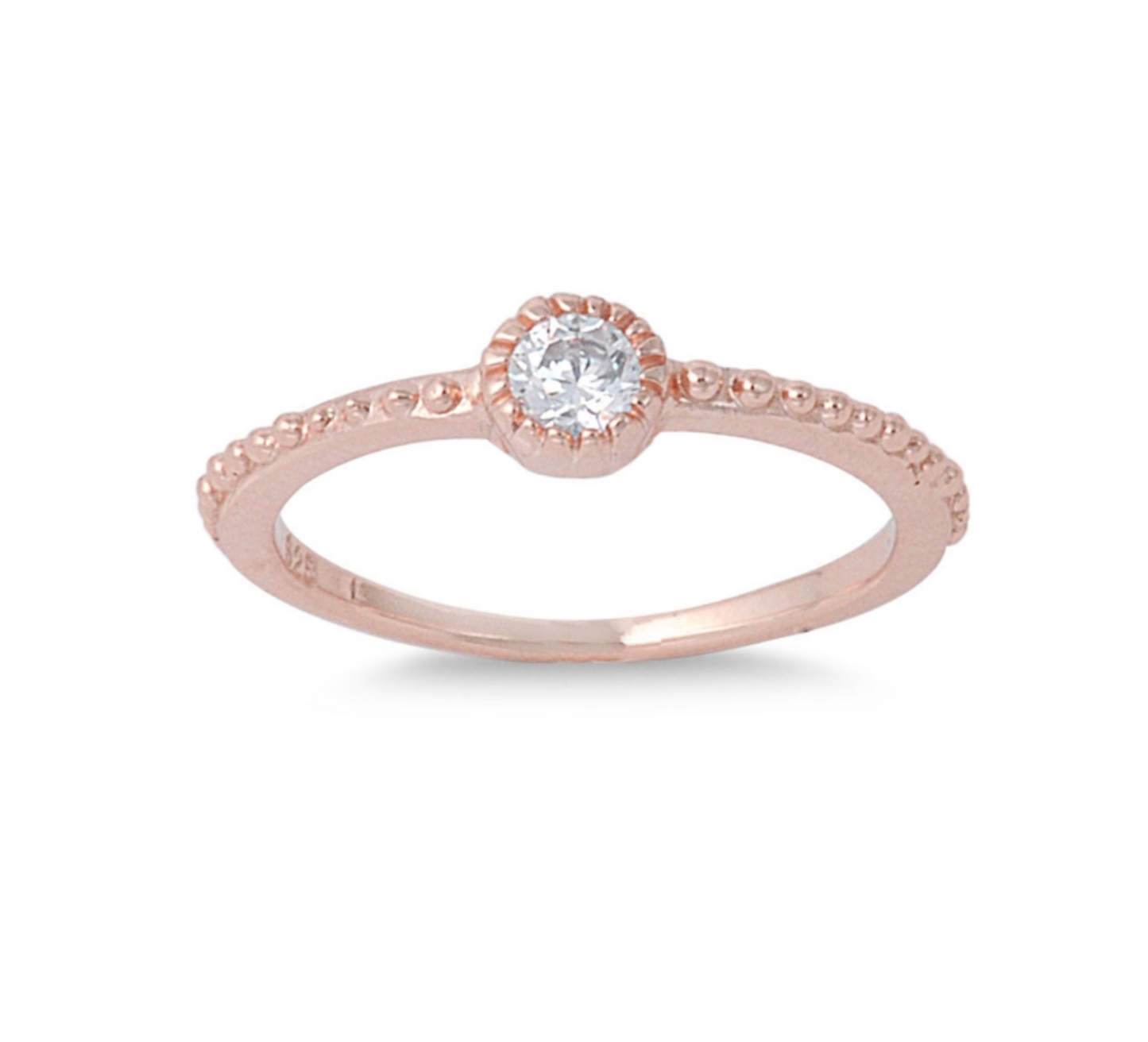 Sterling Silver Rose Gold-Plated & Cubic Zirconia Halo Ring