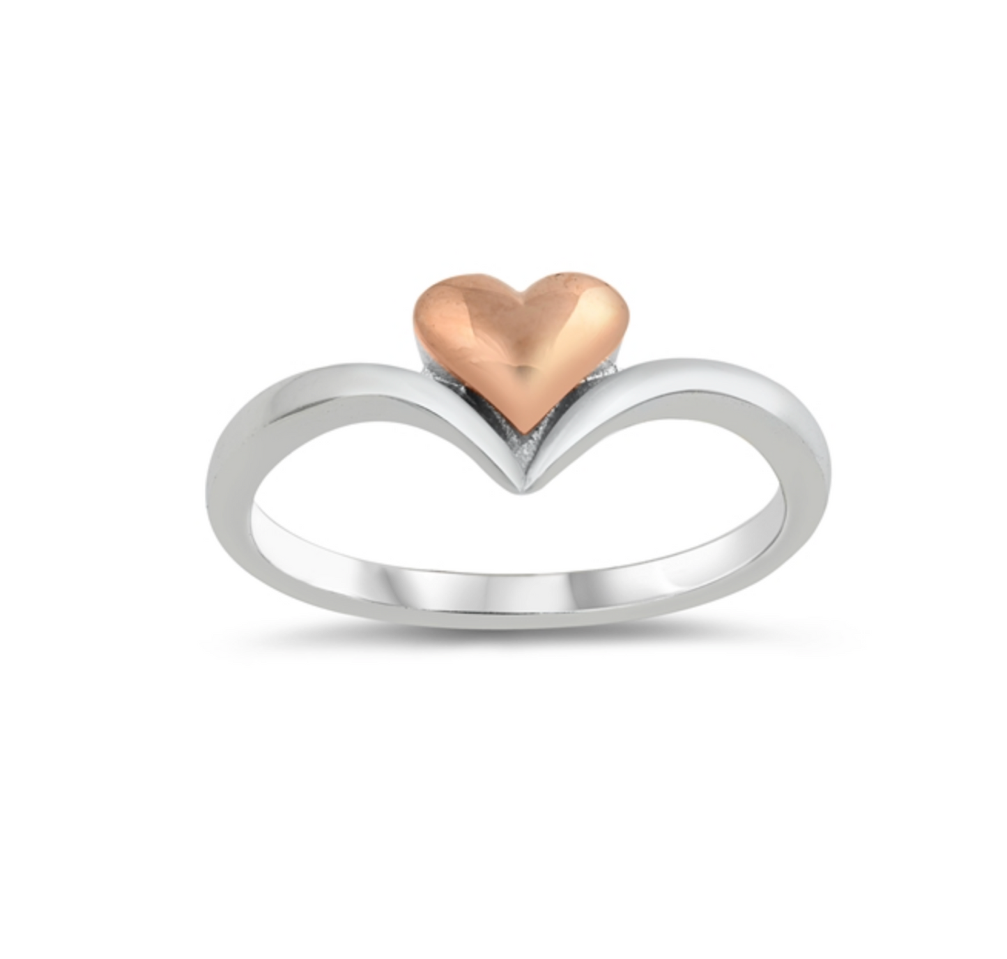 Sterling Silver Two-Tone Heart Ring