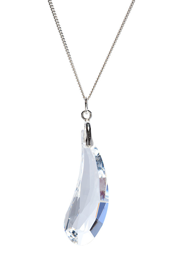 Silvertone Necklace with Clear Swarovski Crystal Pendant