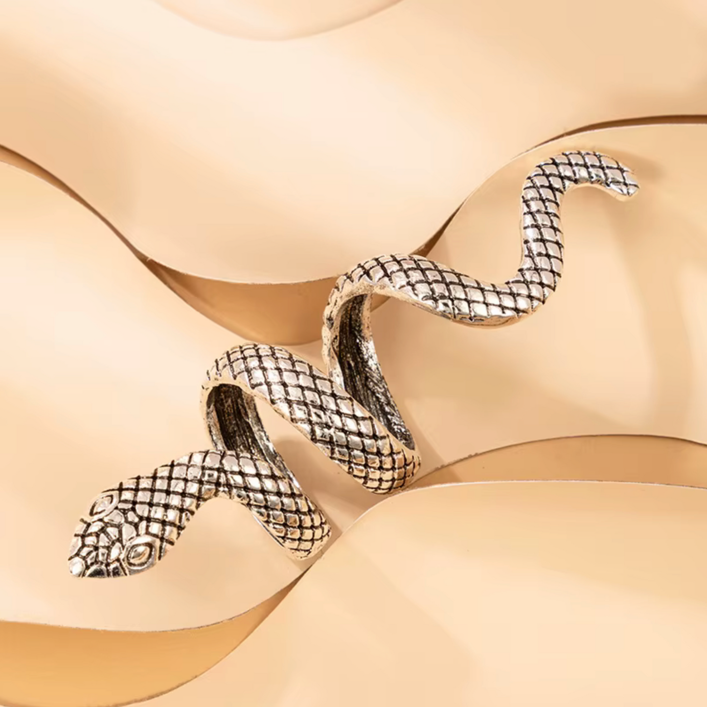 Silvertone Snake Ring Set