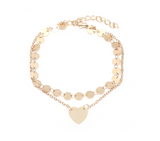 Goldtone Circular And Heart Layered Anklet
