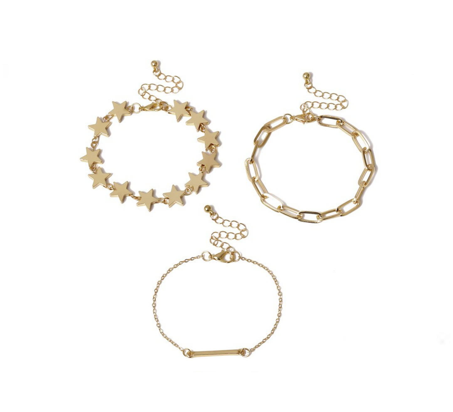 Goldtone Star Chain Link Bracelet Set