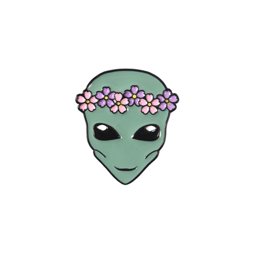 Green Alien Flower Crown Brooch