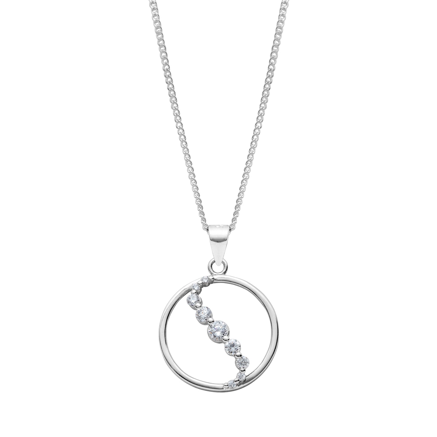 Sterling Silver & Cubic Zirconia Round Pendant