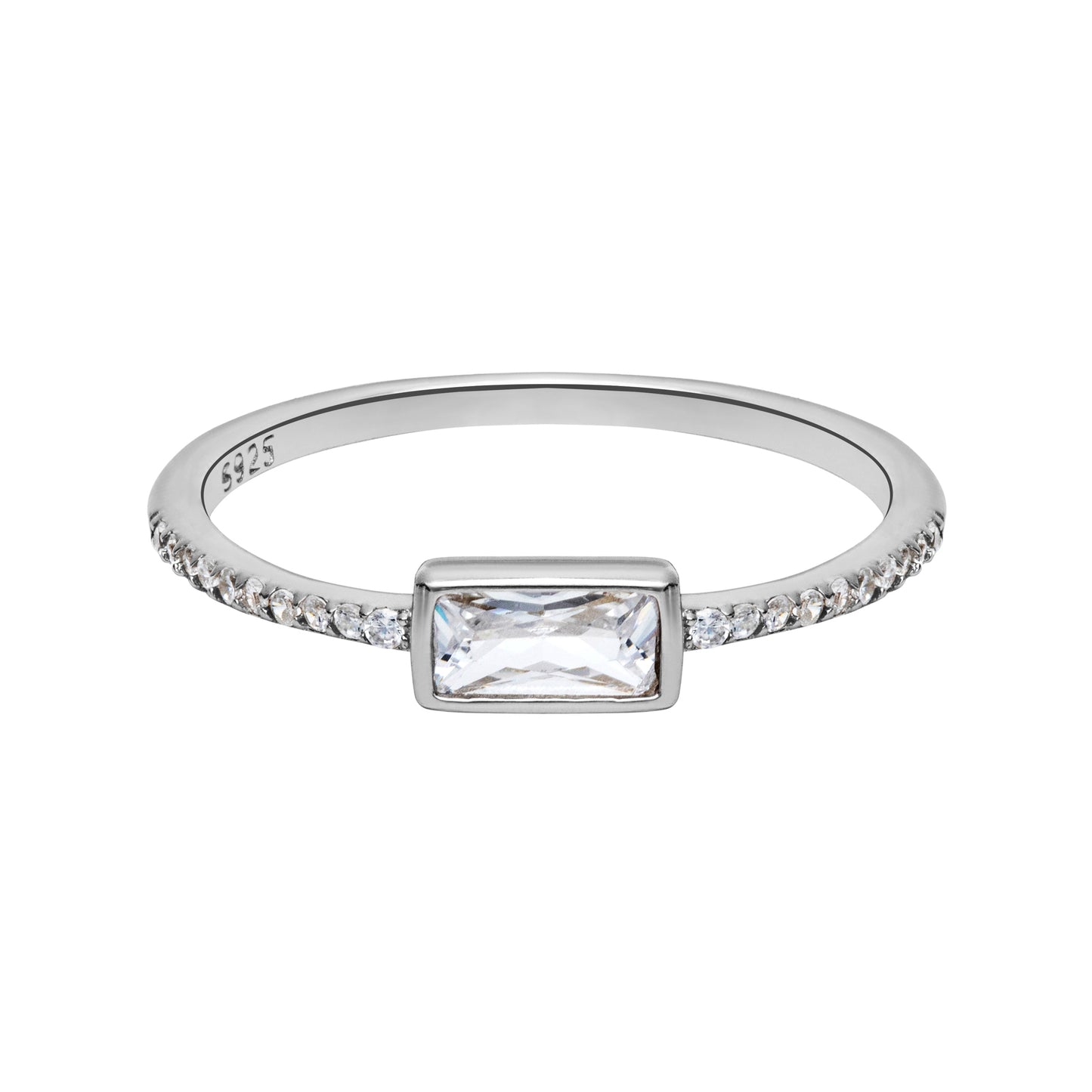 Sterling Silver & Cubic Zirconia Baguette Cut Ring